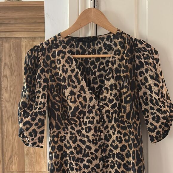 🎀 All saints satin kota leppo animal print dress xs Euc - Picture 11 of 16